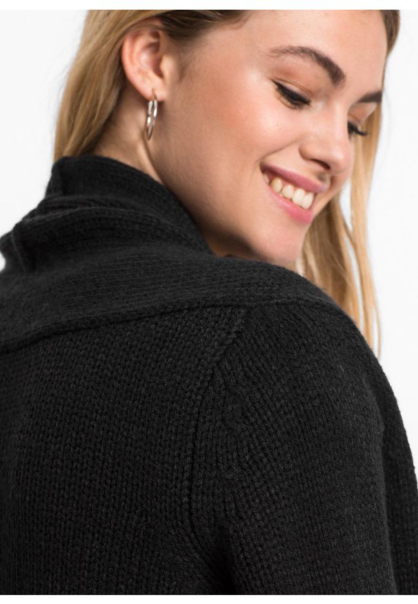 bonprix - Długi sweter bez zapięcia. Kolor: czarny. Długość: długie