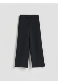 Reserved - Spodnie z szeroką nogawką - czarny. Kolor: czarny. Materiał: wiskoza, tkanina