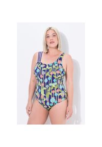 ULLA POPKEN - Damskie Strój kąpielowy kwiaty ostu miękkie miseczki potrójne ramiączka. Kolekcja: plus size. Kolor: zielony. Materiał: poliamid, poliester, materiał, elastan. Wzór: kwiaty
