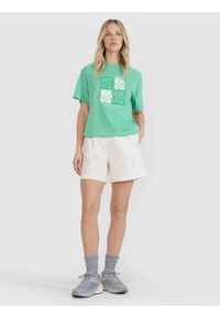 4f - 4F Spodenki casual damskie - białe XXL. Okazja: na co dzień. Kolor: biały. Materiał: materiał, bawełna. Długość: krótkie. Styl: casual