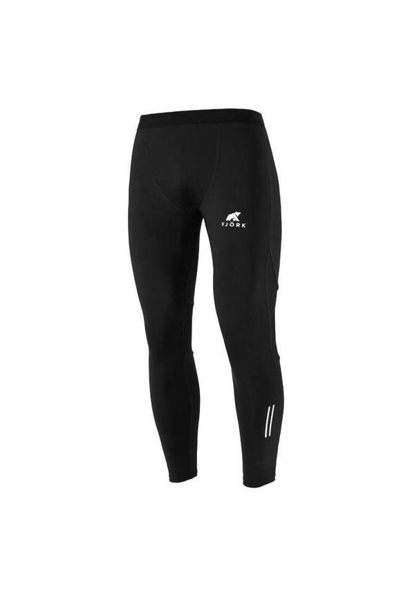 FJORK MERINO - Męskie legginsy do biegania. Kolor: czarny. Materiał: poliester, elastan