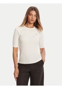 TOMMY HILFIGER - Tommy Hilfiger Bluzka WW0WW47308 Écru Slim Fit. Materiał: wiskoza