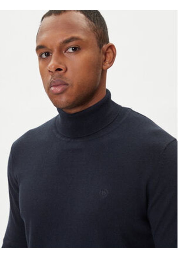 Bugatti Golf 7700-85520D Granatowy Regular Fit. Typ kołnierza: golf. Kolor: niebieski. Materiał: bawełna