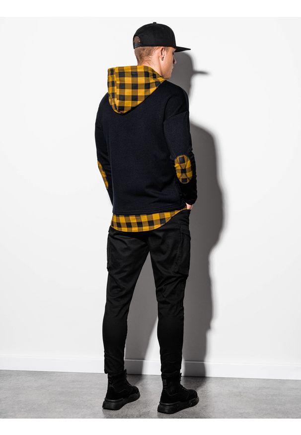 Ombre Clothing - Bluza męska z kapturem B1014 - czarna - XXL. Typ kołnierza: kaptur. Kolor: czarny. Materiał: materiał, bawełna, poliester