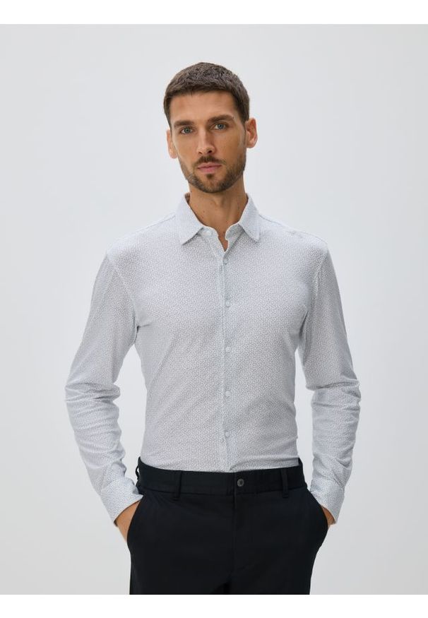 Reserved - Bawełniana koszula slim fit - biały. Kolor: biały. Materiał: bawełna