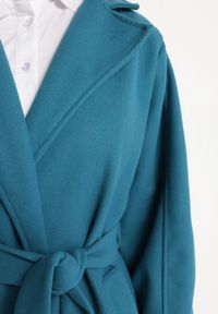 Born2be - Niebieski Płaszcz z Wiązanym Paskiem i Bufiastym Rękawem Imgrucu. Typ kołnierza: kołnierzyk stójkowy. Kolor: niebieski. Materiał: jeans, tkanina. Długość: długie. Sezon: jesień, wiosna #5