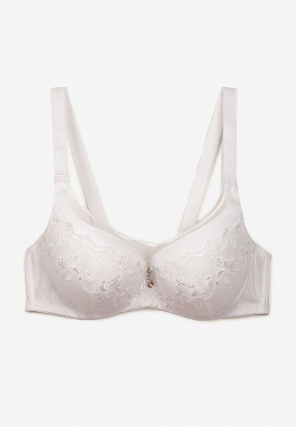 Renee - Biały Elegancki Biustonosz Push Up z Odpinanymi Ramiączkami Ursa. Kolor: biały. Rodzaj stanika: odpinane ramiączka, push-up