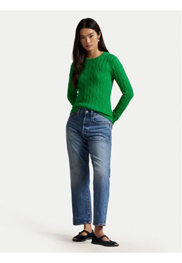 Polo Ralph Lauren Sweter 211971869011 Zielony Slim Fit. Typ kołnierza: polo. Kolor: zielony. Materiał: bawełna