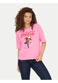only - ONLY T-Shirt Coca Cola 15355794 Różowy Regular Fit. Kolor: różowy. Materiał: bawełna