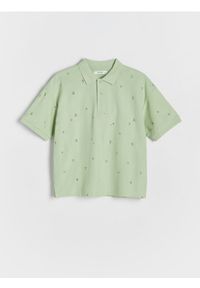 Reserved - T-shirt polo - jasnozielony. Typ kołnierza: polo. Kolor: zielony. Materiał: bawełna, dzianina #1