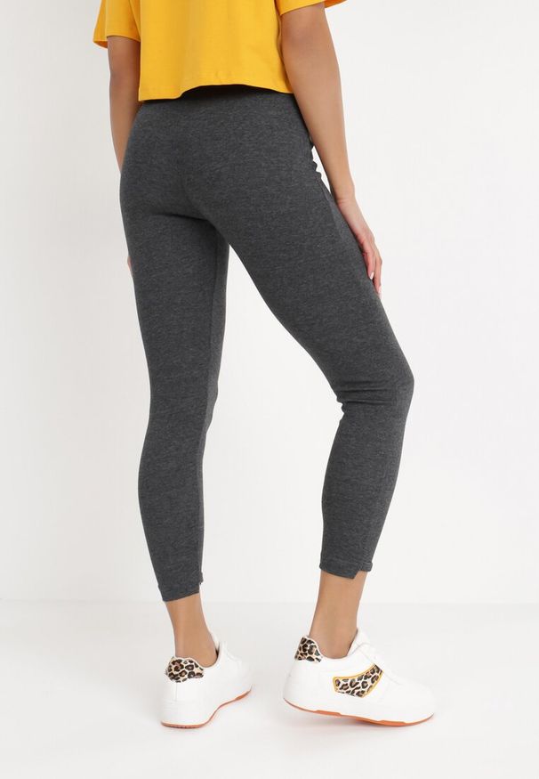 Born2be - Ciemnoszare Legginsy Pirius. Okazja: na co dzień. Stan: podwyższony. Kolor: szary. Długość: długie. Wzór: aplikacja. Styl: casual, sportowy
