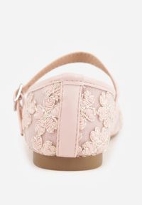 Born2be - Różowe Siateczkowe Balerinki z Paskiem z Klamerką i Haftowanymi Kwiatami Erolea. Okazja: na co dzień, na uczelnię. Zapięcie: pasek. Kolor: różowy. Materiał: jeans. Wzór: haft, kwiaty. Styl: casual #6