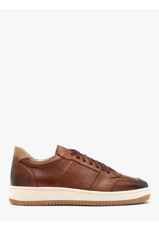 Ryłko - Brązowe sneakersy męskie KERRY. Kolor: brązowy. Materiał: nubuk, skóra, tkanina. Styl: street, sportowy