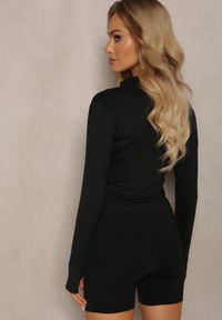 Renee - Czarna Dopasowana Bluza w Sportowym Stylu na Suwak Veralia. Okazja: na co dzień. Kolor: czarny. Materiał: jeans. Styl: sportowy #4