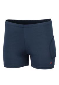 Spodnie treningowe damskie Fila FBL172003100. Kolor: niebieski. Materiał: syntetyk, materiał. Długość: krótkie