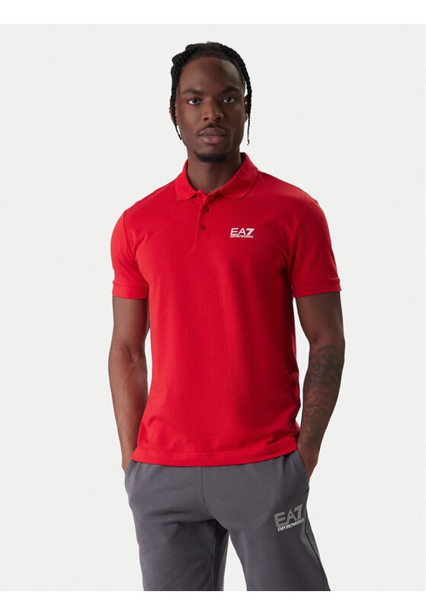 EA7 Emporio Armani Polo 8NPF14 PJVQZ U5072 Czerwony Regular Fit. Typ kołnierza: polo. Kolor: czerwony. Materiał: bawełna