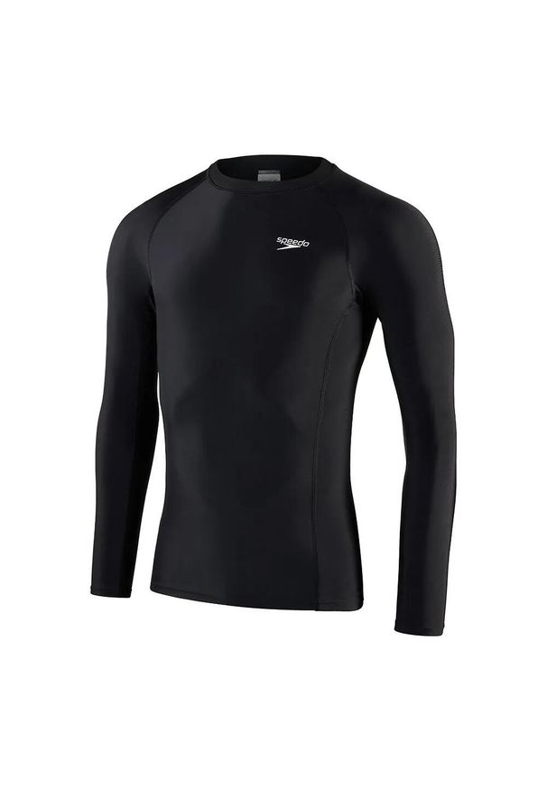 Speedo - Męska Koszulka UV Z Długim Rękawem. Kolor: wielokolorowy, biały, czarny. Długość rękawa: długi rękaw. Długość: długie. Sport: turystyka piesza