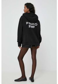 Pinko bluza damska kolor czarny z kapturem gładka. Typ kołnierza: kaptur. Kolor: czarny. Materiał: materiał. Wzór: gładki #1
