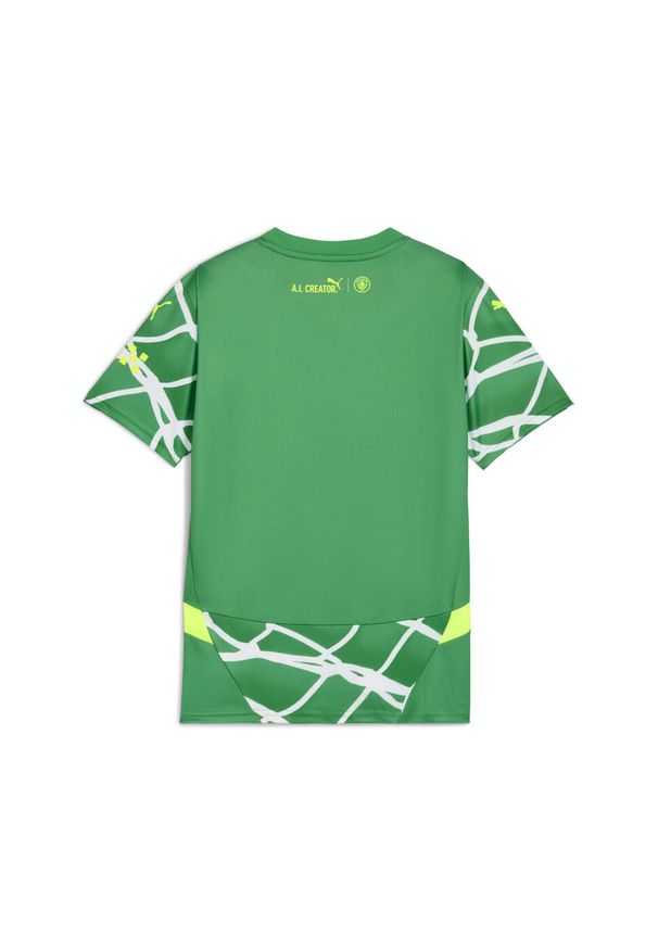 Puma - Młodzieżowa koszulka bramkarskie Manchester City 24/25 PUMA. Kolor: zielony, wielokolorowy, żółty. Wzór: aplikacja. Sport: piłka nożna