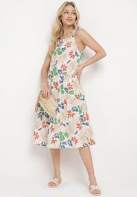 Born2be - Jasnobeżowa Sukienka Mennotia. Okazja: na imprezę, na co dzień. Kolor: beżowy. Długość rękawa: na ramiączkach. Typ sukienki: proste. Styl: casual, elegancki #4