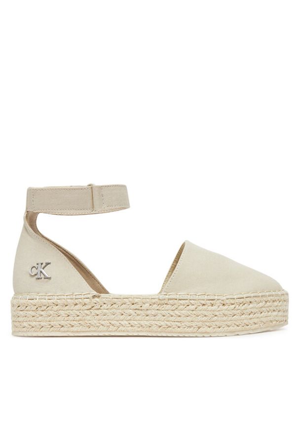 Calvin Klein Jeans Espadryle Flatform Espadrille Sling Mg YW0YW01735 Beżowy. Kolor: beżowy. Materiał: materiał