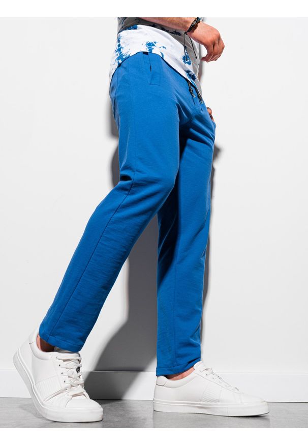 Ombre Clothing - Spodnie męskie dresowe - niebieskie V6 P950 - XL. Kolor: niebieski. Materiał: dresówka. Styl: klasyczny