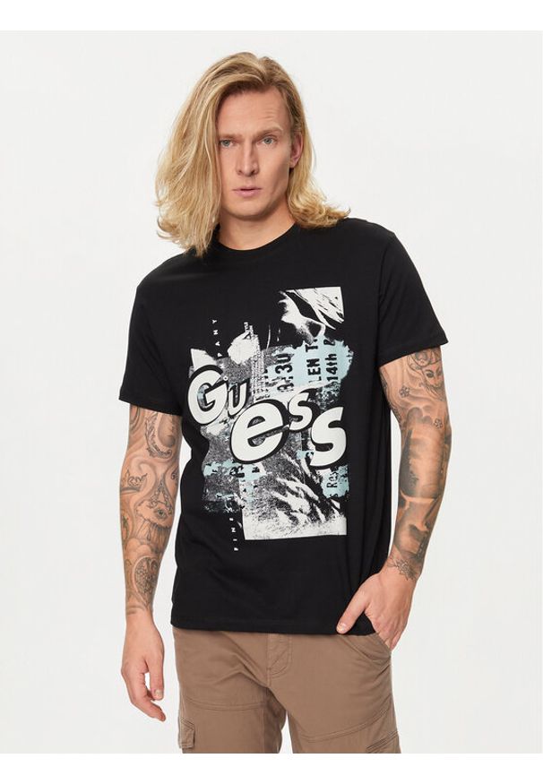 Guess T-Shirt M4YI02 I3Z14 Czarny Regular Fit. Kolor: czarny. Materiał: bawełna