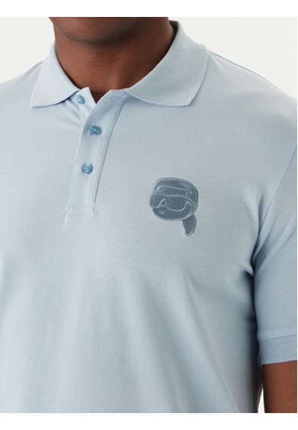 Karl Lagerfeld - KARL LAGERFELD Polo 745022 561235 Błękitny Regular Fit. Typ kołnierza: polo. Kolor: niebieski. Materiał: bawełna