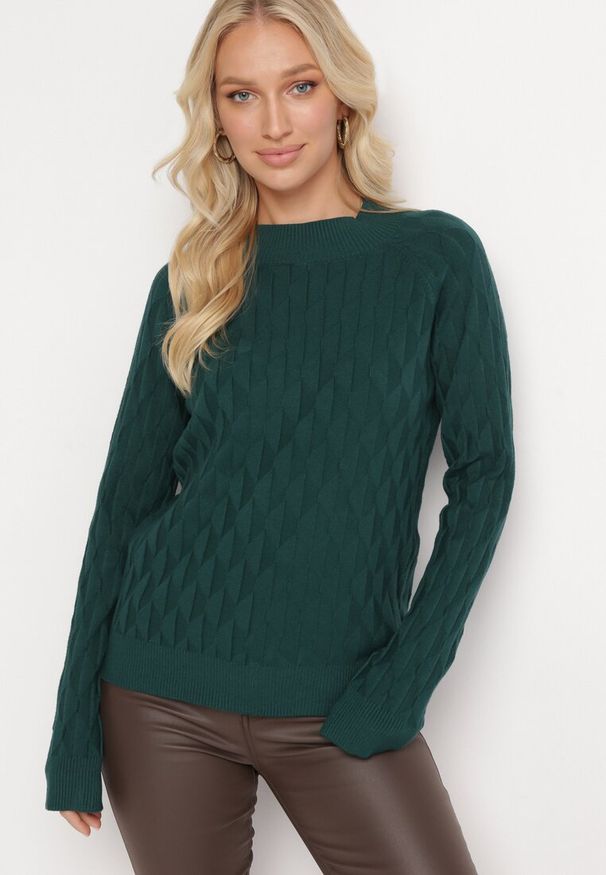 Born2be - Zielony Klasyczny Sweter z Półgolfem Nordda. Kolor: zielony. Materiał: bawełna. Styl: klasyczny