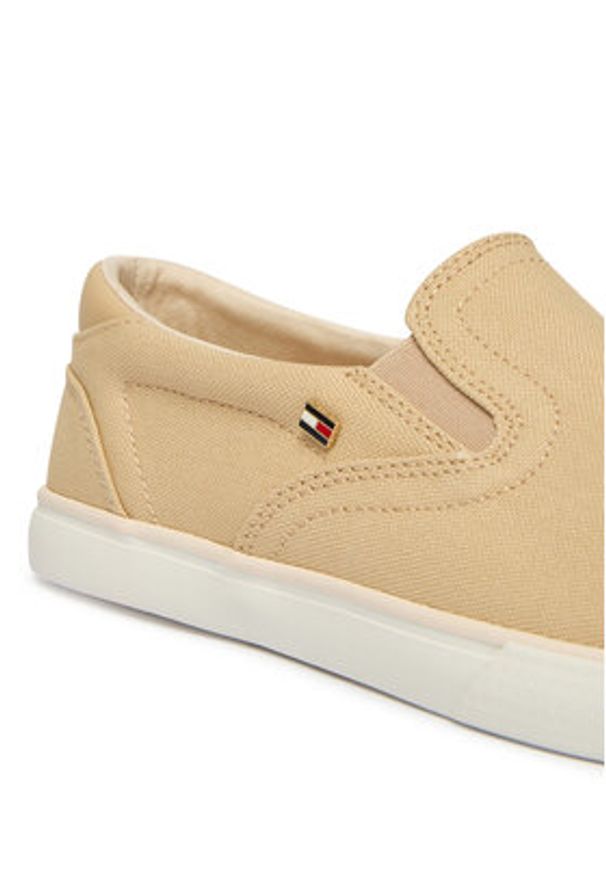 TOMMY HILFIGER - Tommy Hilfiger Tenisówki Th Low Profile Slip On FW0FW09103 Beżowy. Zapięcie: bez zapięcia. Kolor: beżowy. Materiał: materiał