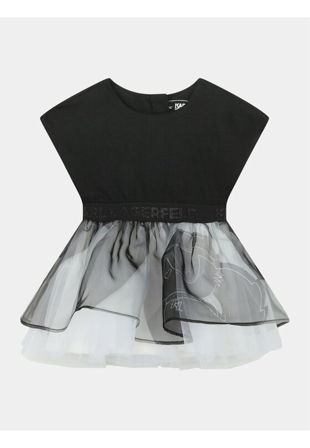 Karl Lagerfeld Kids Sukienka codzienna Z92036 M Czarny Regular Fit. Okazja: na co dzień. Kolor: czarny. Materiał: bawełna. Typ sukienki: proste. Styl: casual