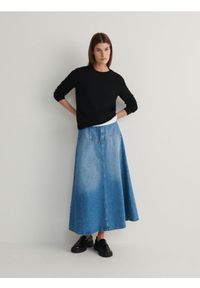 Reserved - Jeansowa spódnica maxi - niebieski. Kolor: niebieski. Materiał: jeans. Wzór: gładki #1