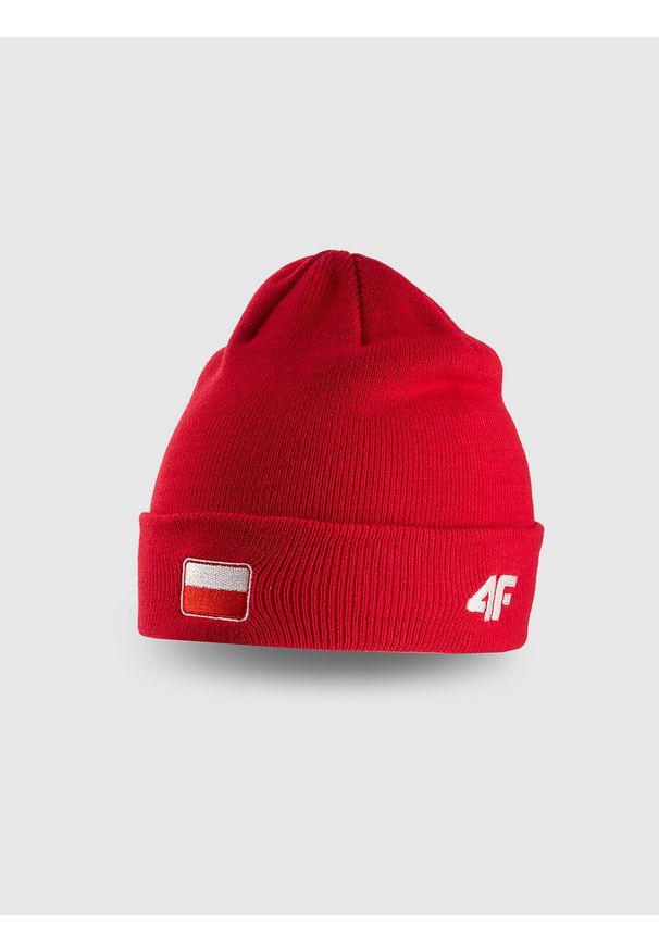 4f - 4F Czapka beanie uniseks - czerwona Uniwersalny. Kolor: czerwony. Materiał: dzianina. Sezon: zima. Styl: klasyczny, casual, sportowy