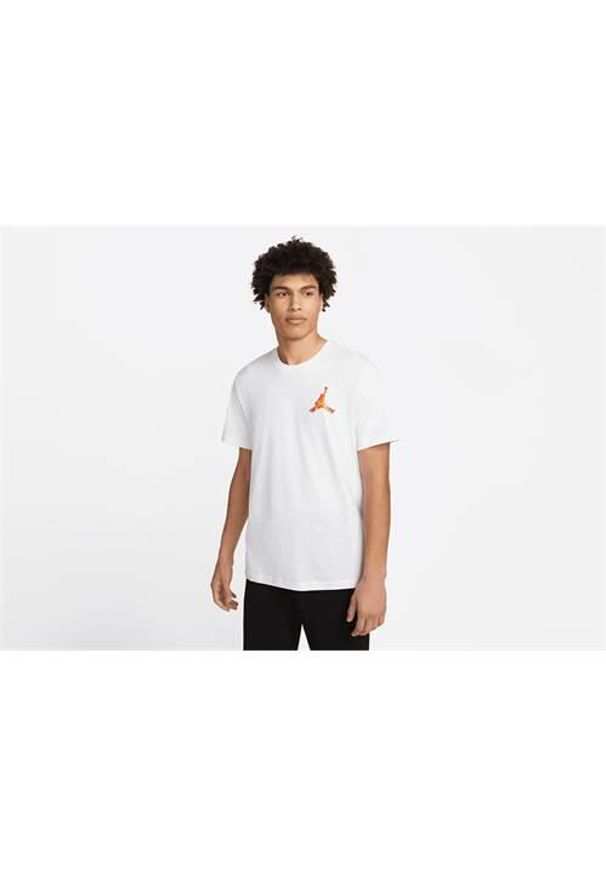 Koszulka treningowa męska Nike Air Jordan Jumpman 3d Crew. Kolor: biały. Materiał: bawełna. Długość rękawa: krótki rękaw. Długość: krótkie. Sport: turystyka piesza