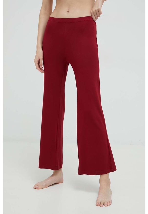 Calvin Klein Underwear spodnie piżamowe damska kolor bordowy. Kolor: czerwony. Materiał: dzianina. Wzór: nadruk