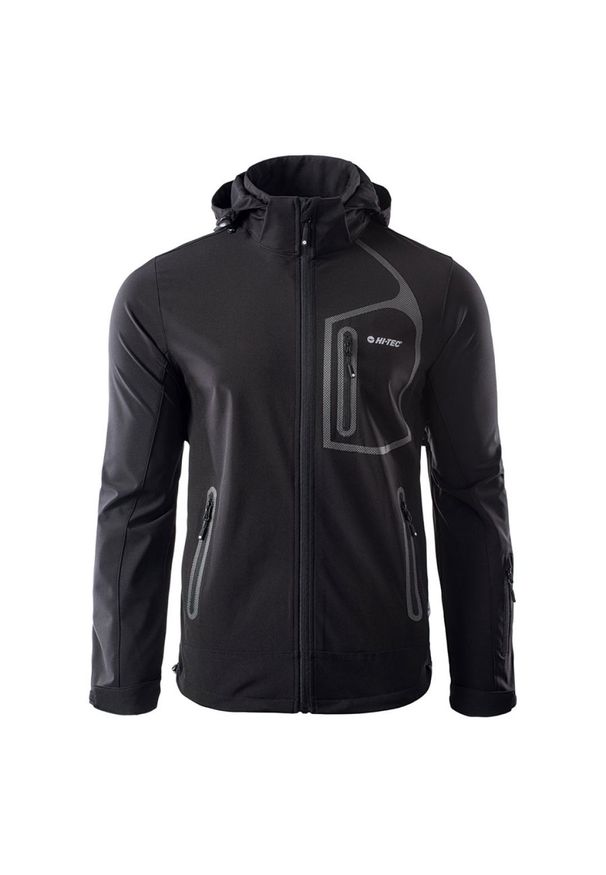 Hi-tec - Kurtka męska Softshell Hi-Tec Nils - czarna, Rozmiar XXL. Kolor: czarny. Materiał: softshell