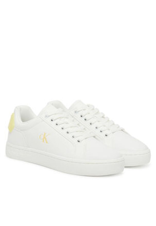 Calvin Klein Jeans Sneakersy Classic Cupsole Ru Patch Lth Wn YW0YW01845 Biały. Kolor: biały. Materiał: skóra