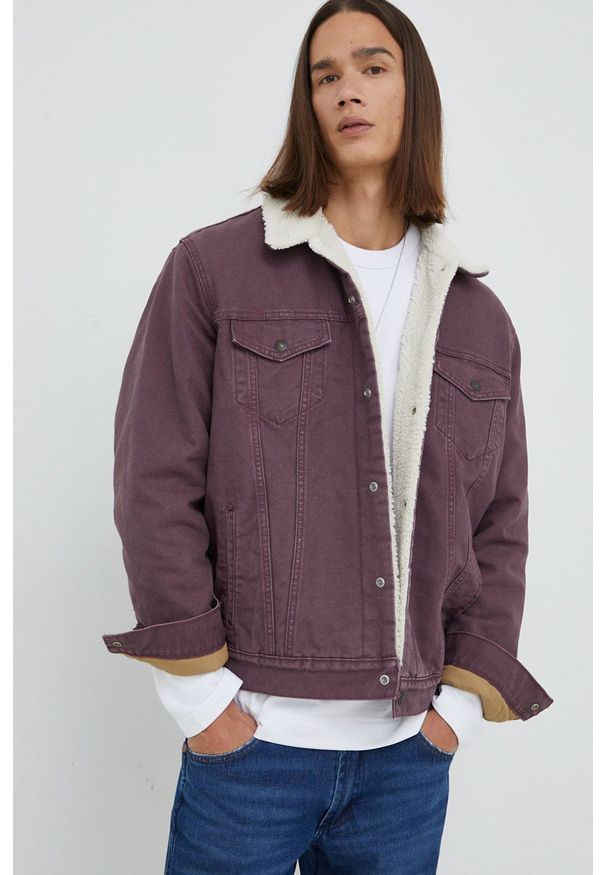 Levi's® - Levi's kurtka jeansowa męska kolor fioletowy przejściowa. Okazja: na spotkanie biznesowe. Kolor: fioletowy. Materiał: jeans. Styl: biznesowy