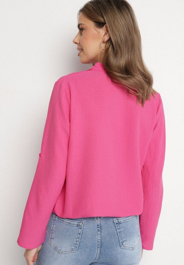 Born2be - Fuksjowa Koszula z Podwijanymi Rękawami Ilanielis. Okazja: na co dzień. Kolor: różowy. Materiał: jeans. Styl: elegancki, casual
