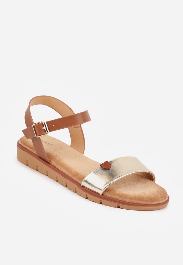 Renee - Złote Sandały VICES w Stylu Basic z Paskiem z Klamerką Loretha. Okazja: na co dzień. Zapięcie: pasek. Kolor: złoty. Styl: street, casual