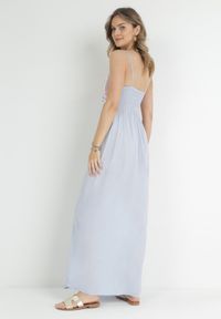 Born2be - Jasnoniebieska Sukienka Wing In. Kolor: niebieski. Materiał: bawełna. Długość rękawa: na ramiączkach. Wzór: aplikacja. Sezon: lato. Długość: maxi #4