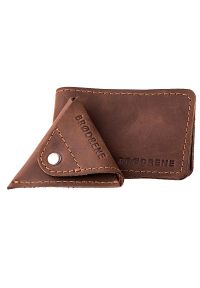 Skórzany zestaw portfel i bilonówka BRODRENE SW02 + CW01 ciemnobrązowy. Kolor: brązowy. Materiał: skóra #1
