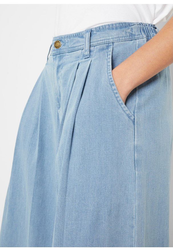 bonprix - Spódnico-spodnie dżinsowe, wide leg. Kolor: niebieski