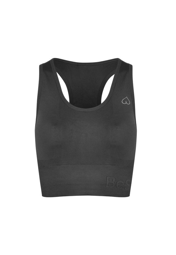 BESHAPED - Stanik Sportowy BeShaped Body Boost Regulowany. Kolor: szary. Materiał: nylon