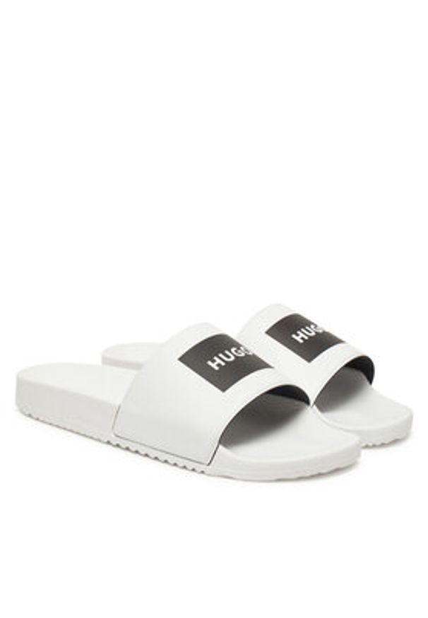 Hugo - HUGO Klapki Timein Slid 50548061 Biały. Kolor: biały. Materiał: syntetyk