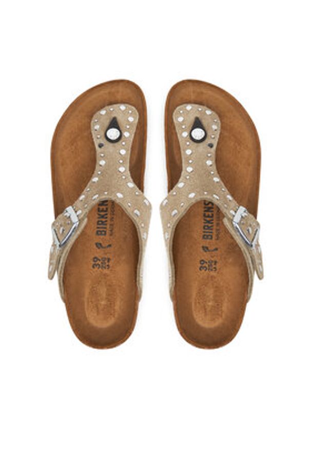 Birkenstock Japonki Gizeh Rivet 1029467 Brązowy. Kolor: brązowy. Materiał: skóra, zamsz