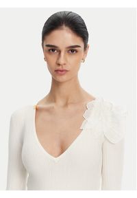 Elisabetta Franchi Sukienka dzianinowa AM-52B-51E2 Biały Slim Fit. Kolor: biały. Materiał: syntetyk #2