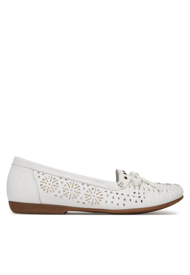 Rieker Mokasyny L6396-80 Biały. Kolor: biały. Materiał: skóra