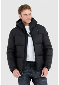 Blauer USA - BLAUER Czarna kurtka męska Cooper z logo na kapturze, Rozmiar 3XL. Kolor: czarny
