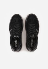 Born2be - Czarne Zamszowe Sneakersy na Grubej Podeszwie ze Skórzaną Wkładką Riovessa. Kolor: czarny. Materiał: zamsz, skóra #6